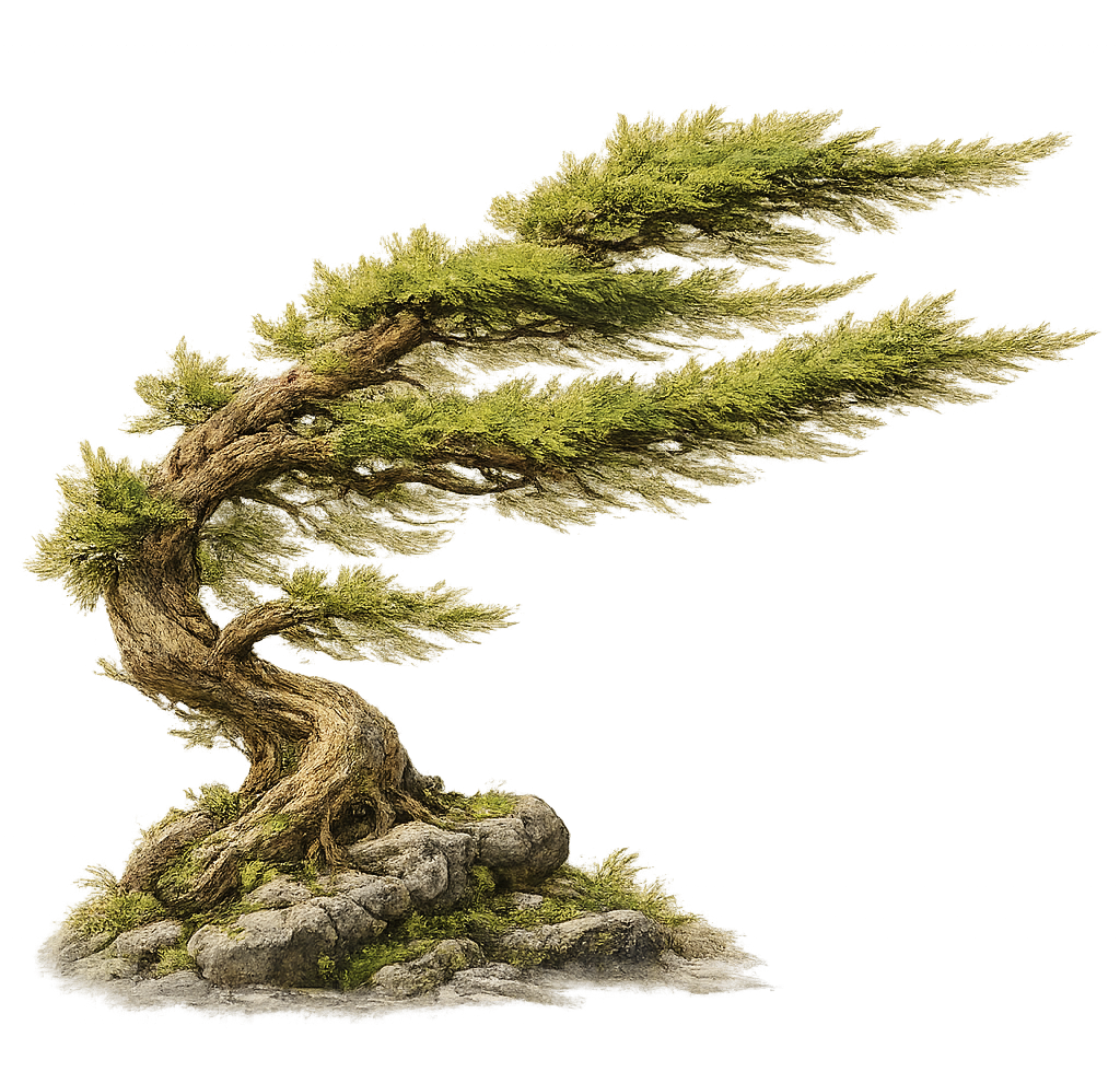 Windswept tree branch